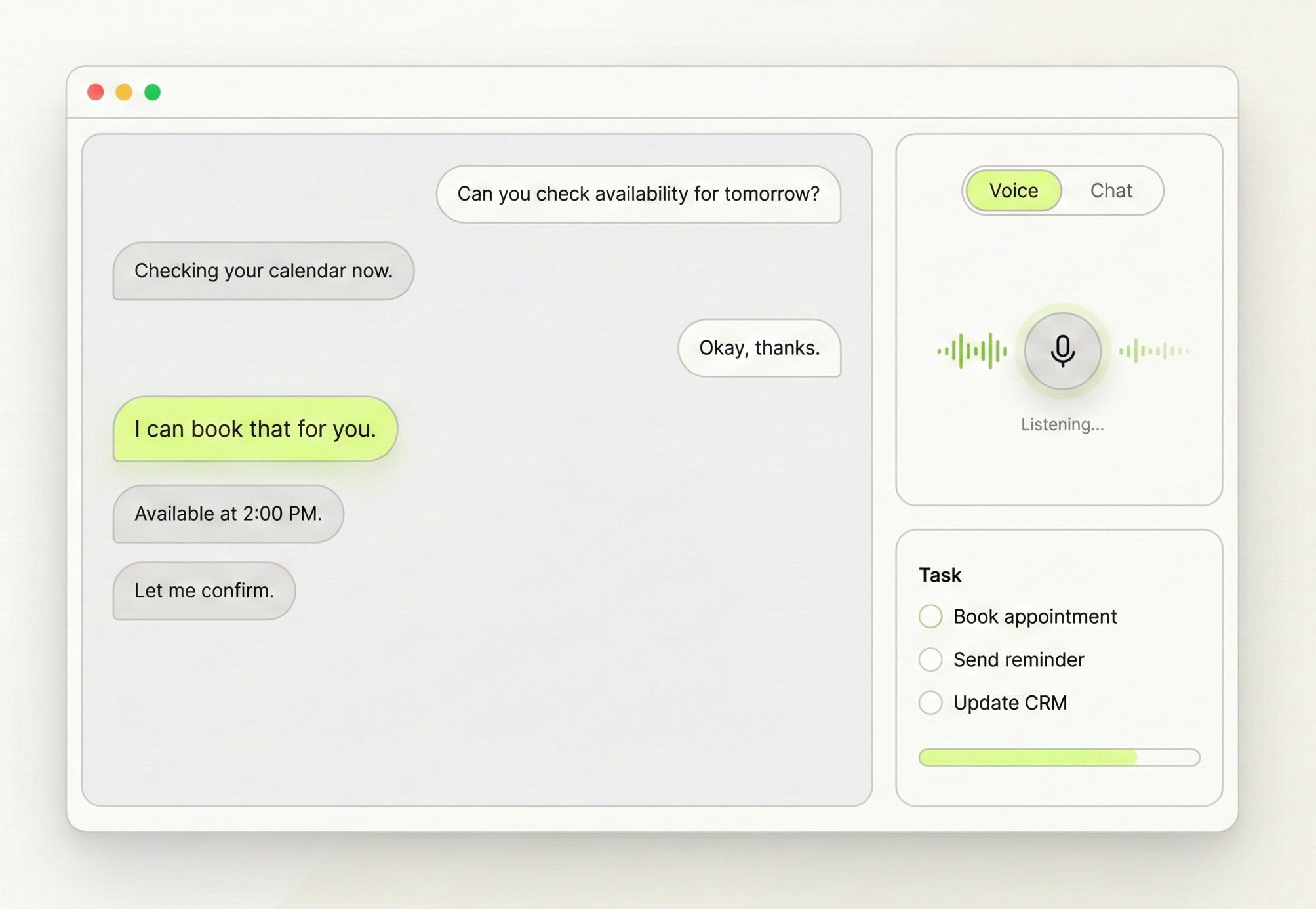 AI Voice + Chat Agent Builder UI